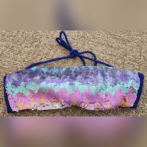 Used Victoria Secret Sequin Bandeau swim top with straps
